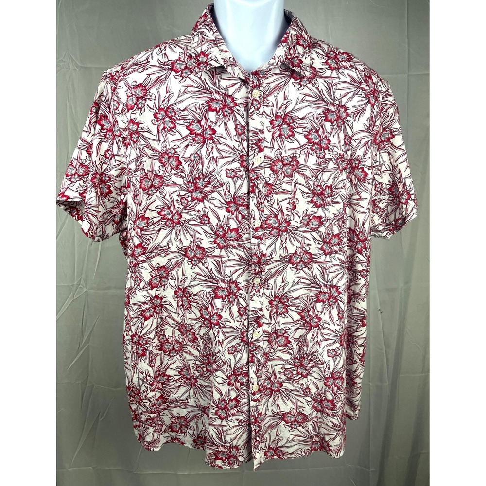 Marc Anthony Mens Luxury Slim Fit Short Sleeve Floral Button Up Shirt XXL